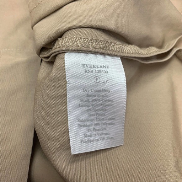 Everlane Swing Trench Coat XS Khaki Beige Jacket Short Body Cotton Preppy B9 - Picture 7 of 10
